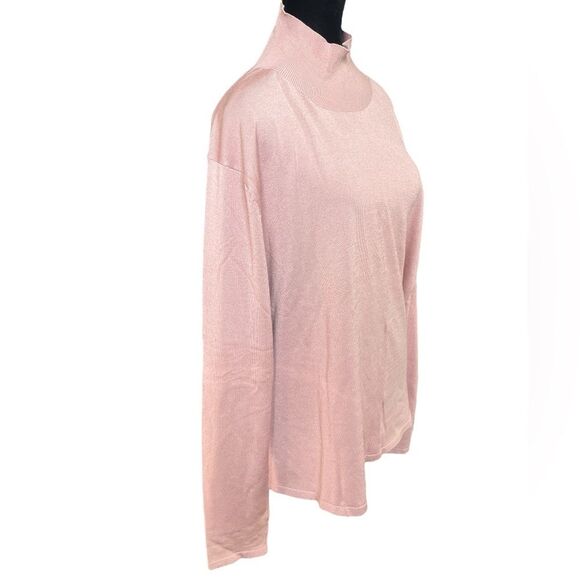 Vintage Silk Knit Sweater Size XL Pastel Mock Turtleneck Modest Top - Picture 2 of 6